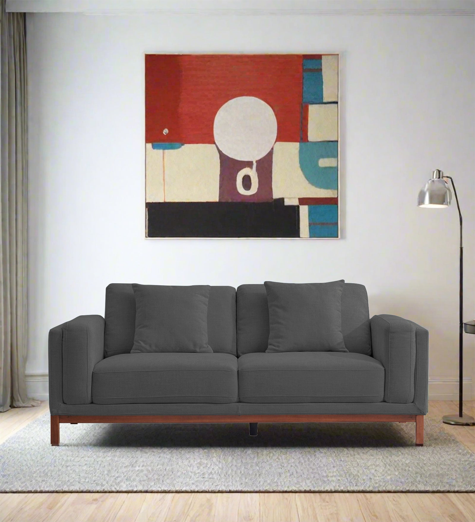Borry Fabric 3 Seater Sofa in Stone Grey Colour - Febonic Living