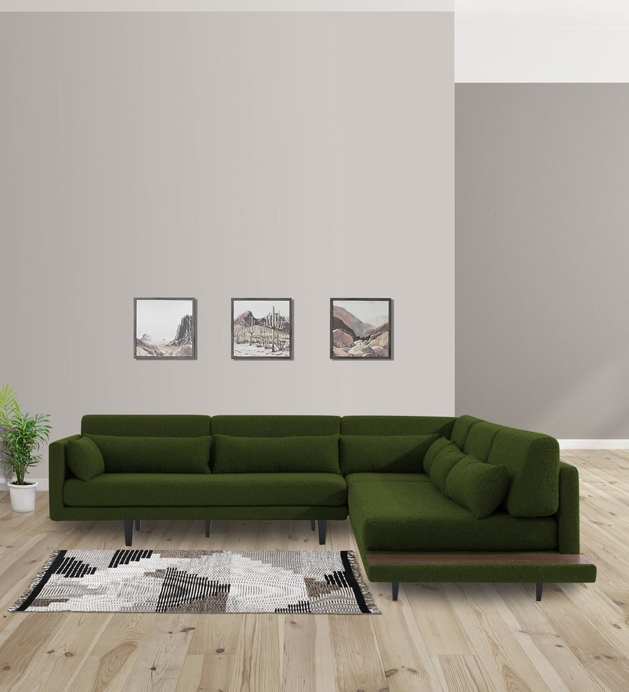 Malta  6 Seater LHS Corner Fabric Sofa - Olive Green by Febonic Living