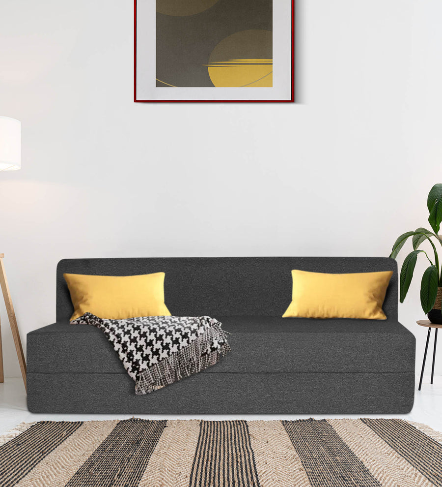 Fleepy  3 Seater Foldable  Cum Bed Fabric Sofa - Charcoal Grey by Febonic Living