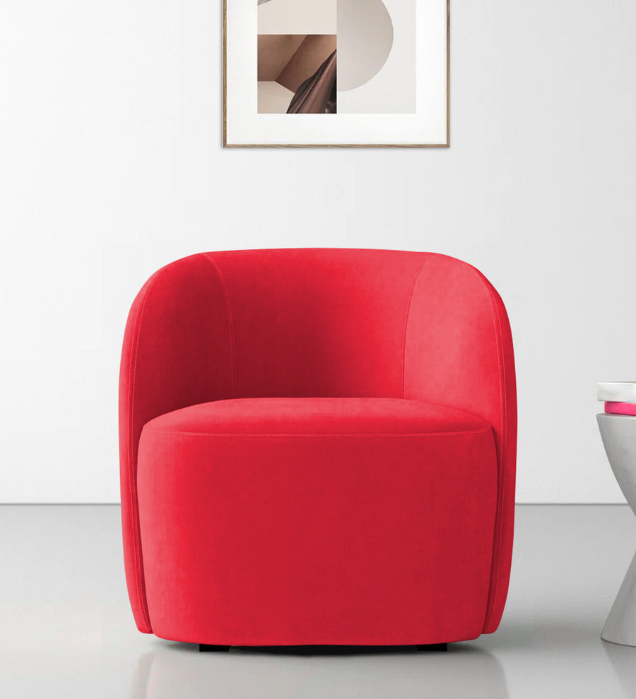 Lucky  Lounge Velvet Chair - Ox Blood Maroon by Febonic Living