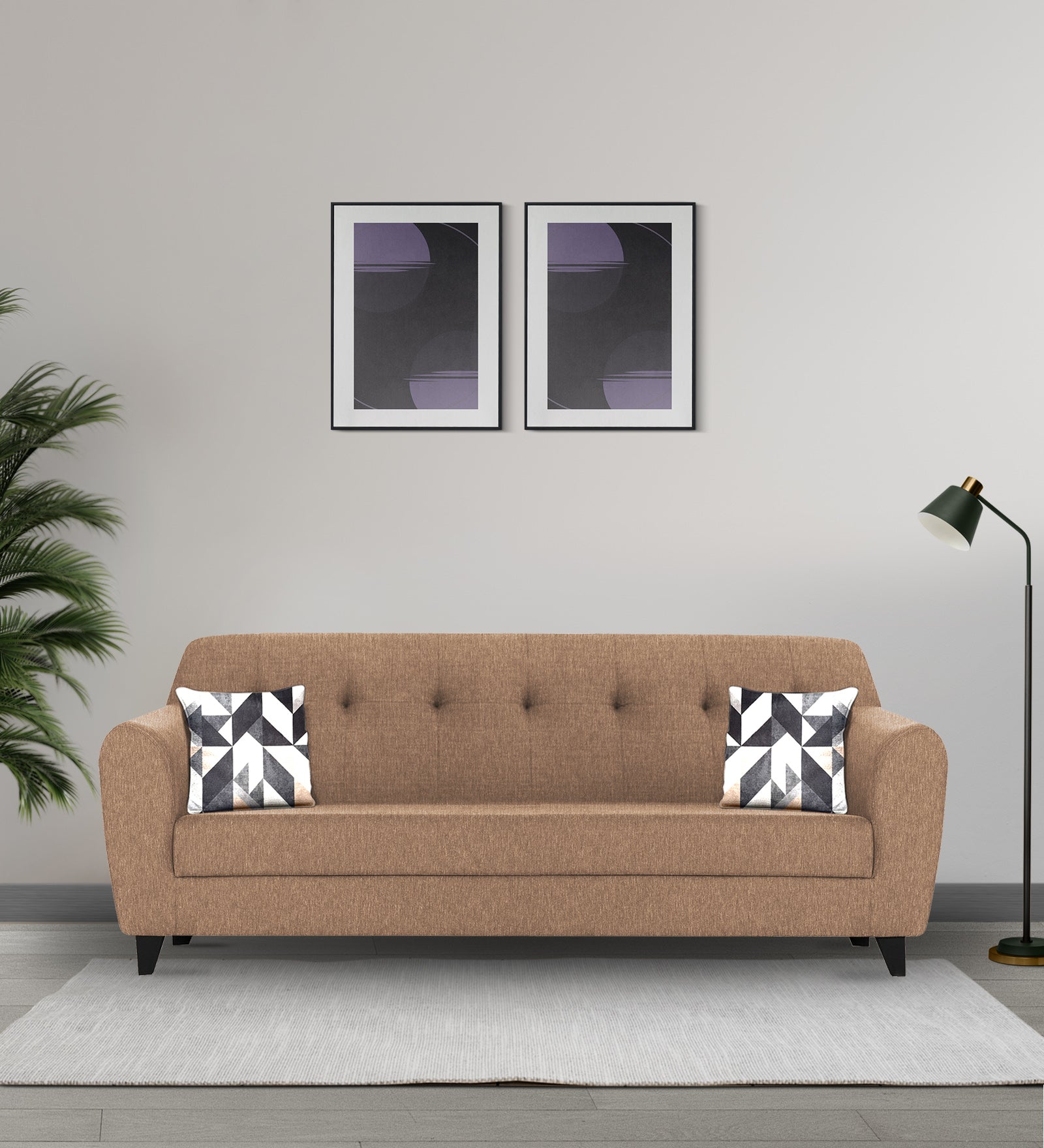 Melaan Fabric 3 Seater Sofa In Cosmic - Beige Colour