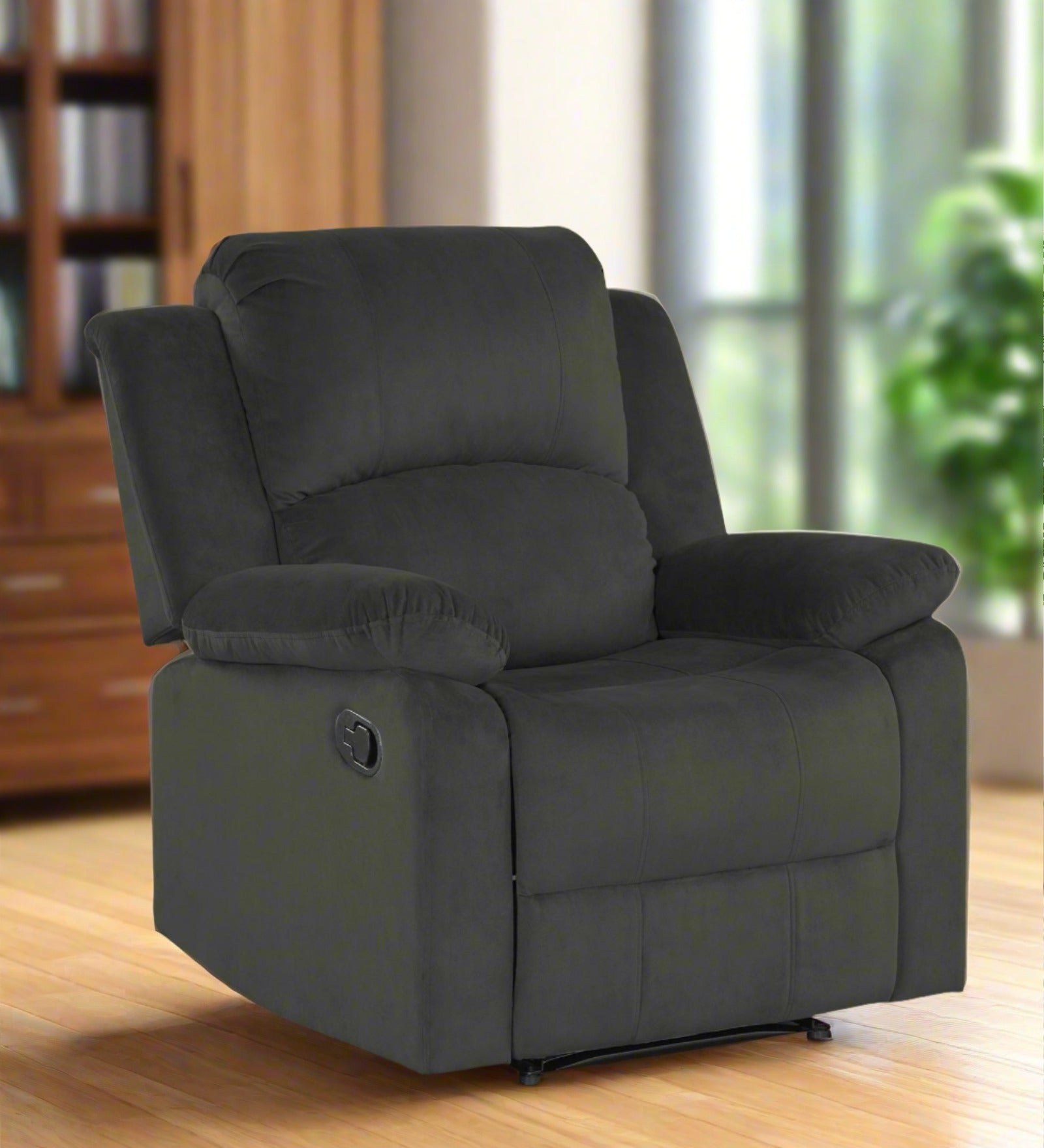 Henry Velvet Manual 1 Seater Recliner In Hory Grey Colour