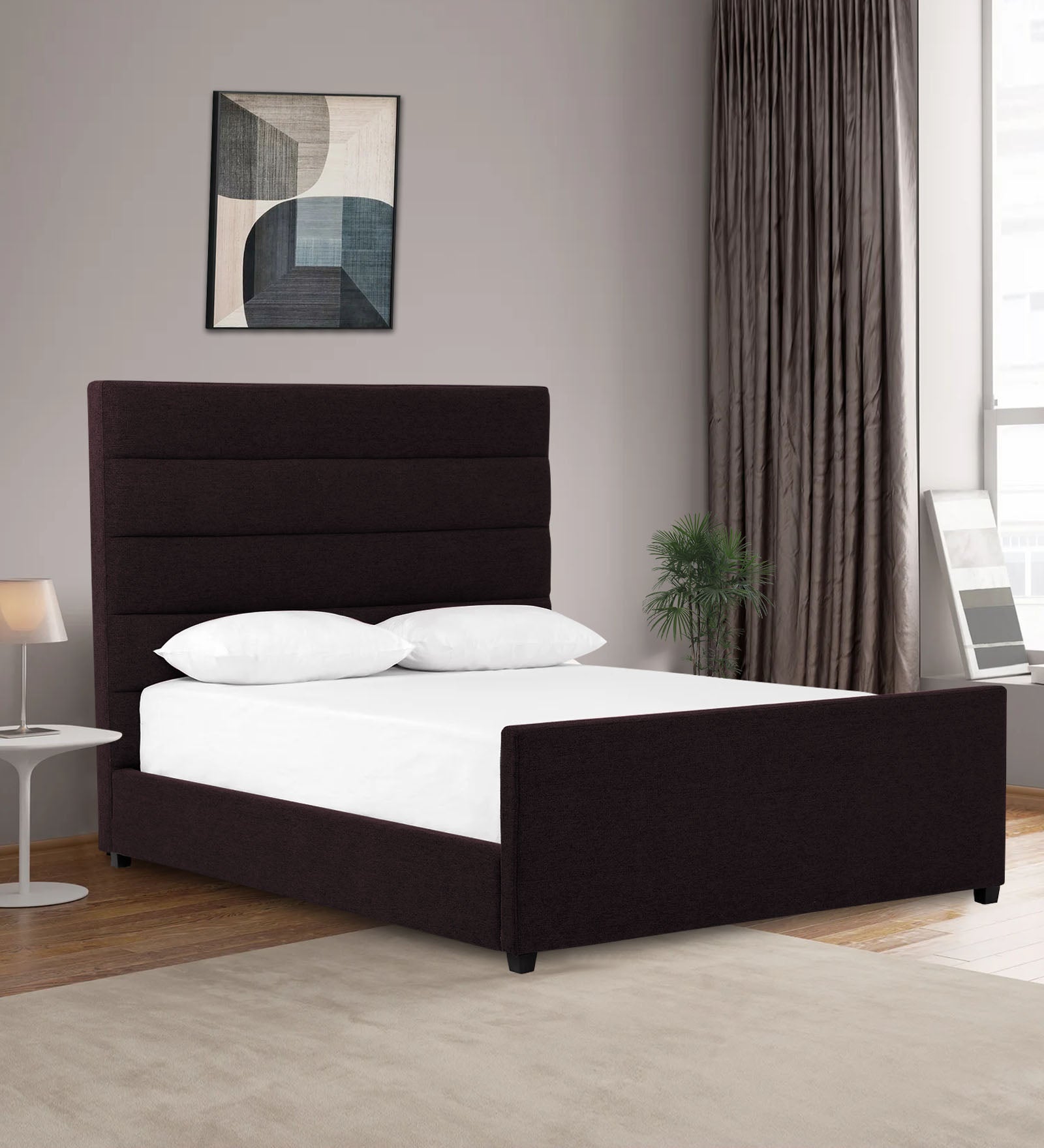 Pollen Fabric King Size Bed In Cara Brown Colour