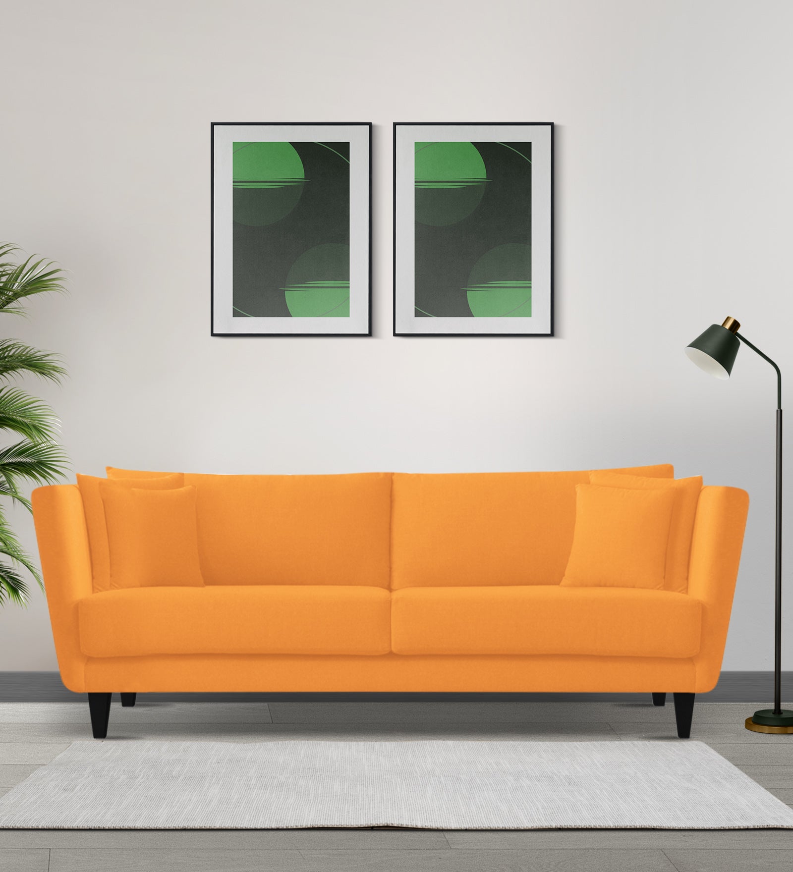 Norway Velvet 3 Seater Sofa In Tangerine Orange Colour