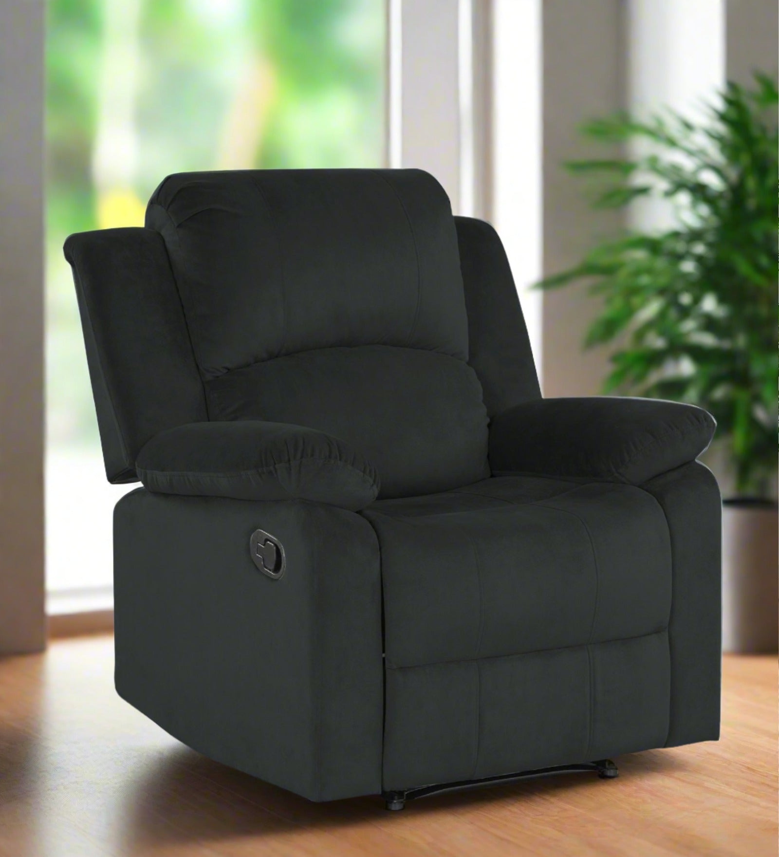 Henry Fabric Manual 1 Seater Recliner In Charcoal Grey Colour