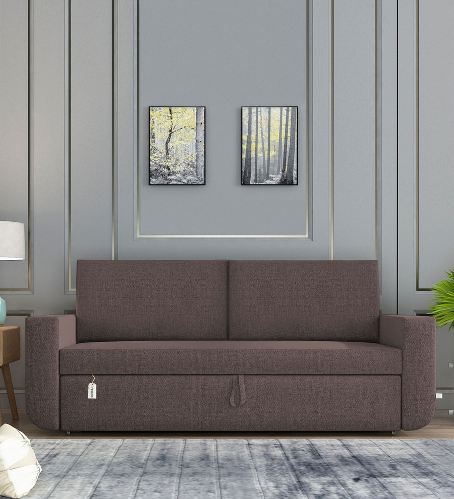 Grace  3 Seater Pull Out  Cum Bed Fabric Sofa - Caspa Brown by Febonic Living
