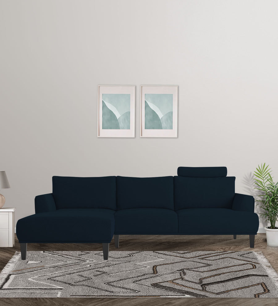 Como  RHS  (3+Lounger) Fabric Sectional Sofa - Denim Blue by Febonic Living