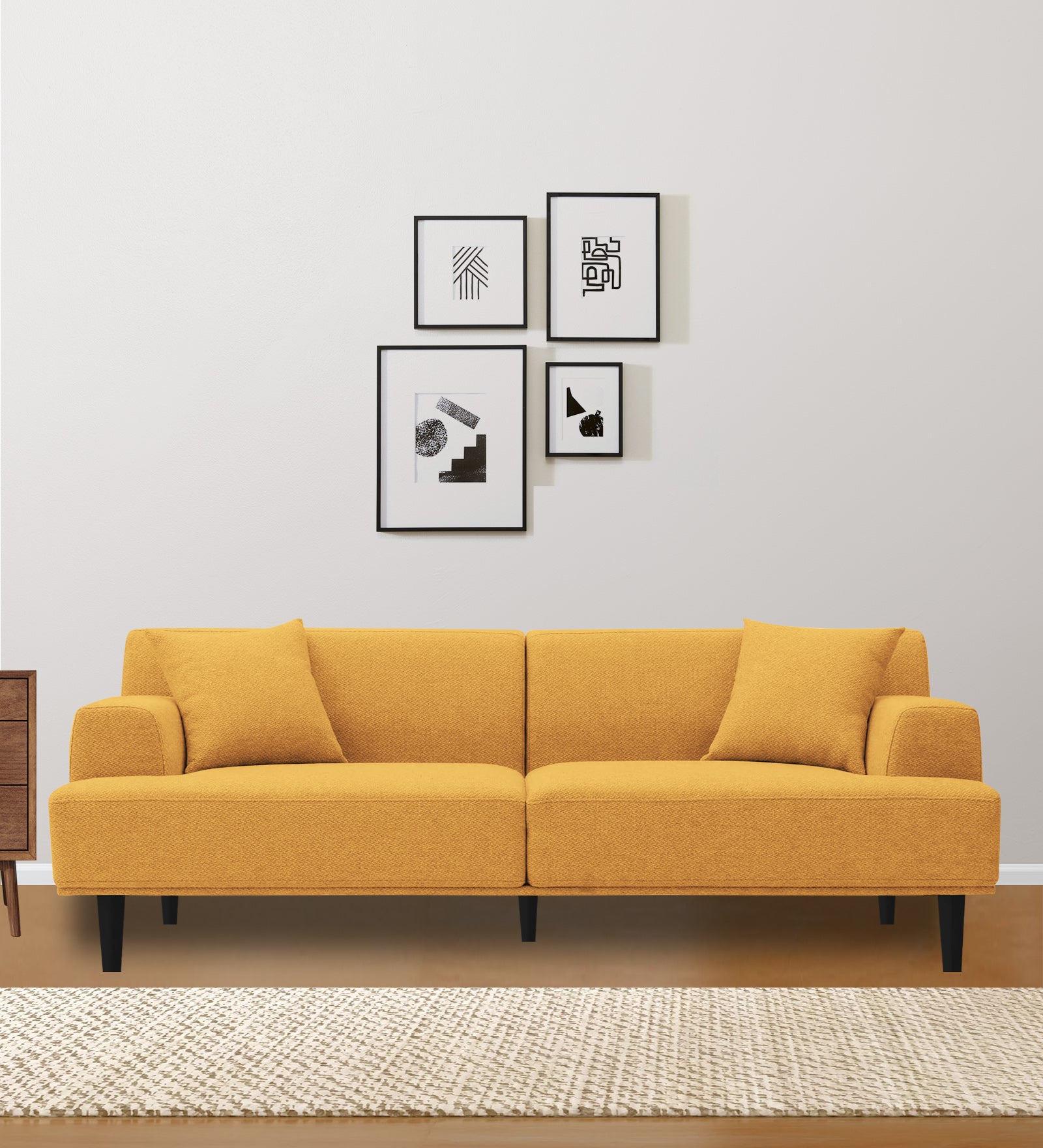 Cobby Fabric 3 Seater Sofa in Blush Yellow Colour