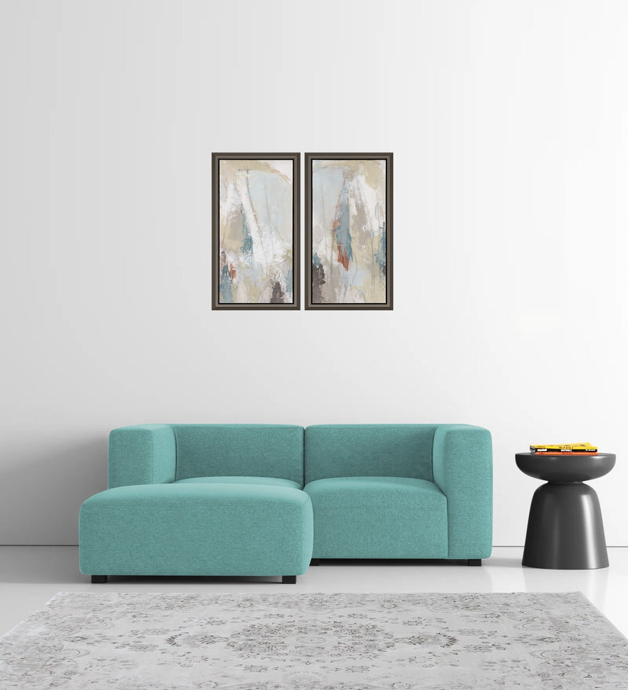 Dora  RHS  (2+Ottoman Lounger) Velvet Sectional Sofa - Barmunda Aqua by Febonic Living