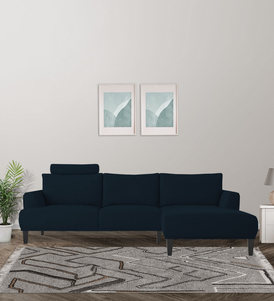 Como  LHS  (3+Lounger) Fabric Sectional Sofa - Denim Blue by Febonic Living
