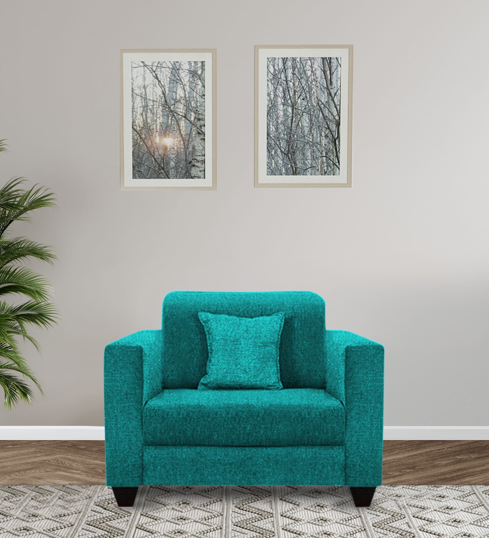 Nebula Fabric 1 Seater Sofa in Sea Green Colour