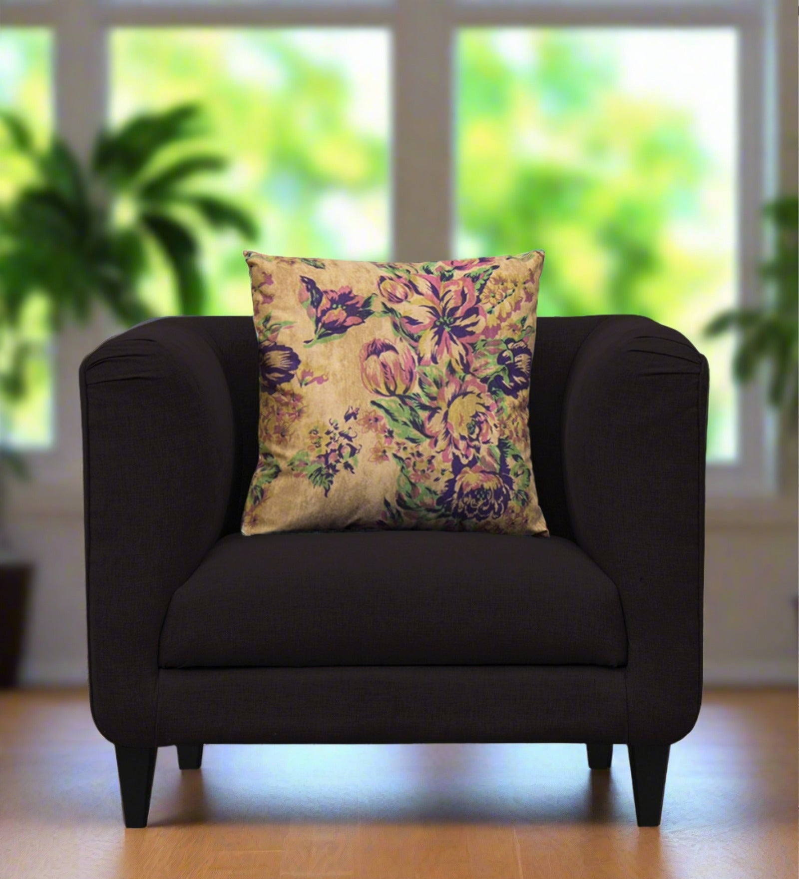 Niki Fabric 1 Seater Sofa in Cara Brown Colour