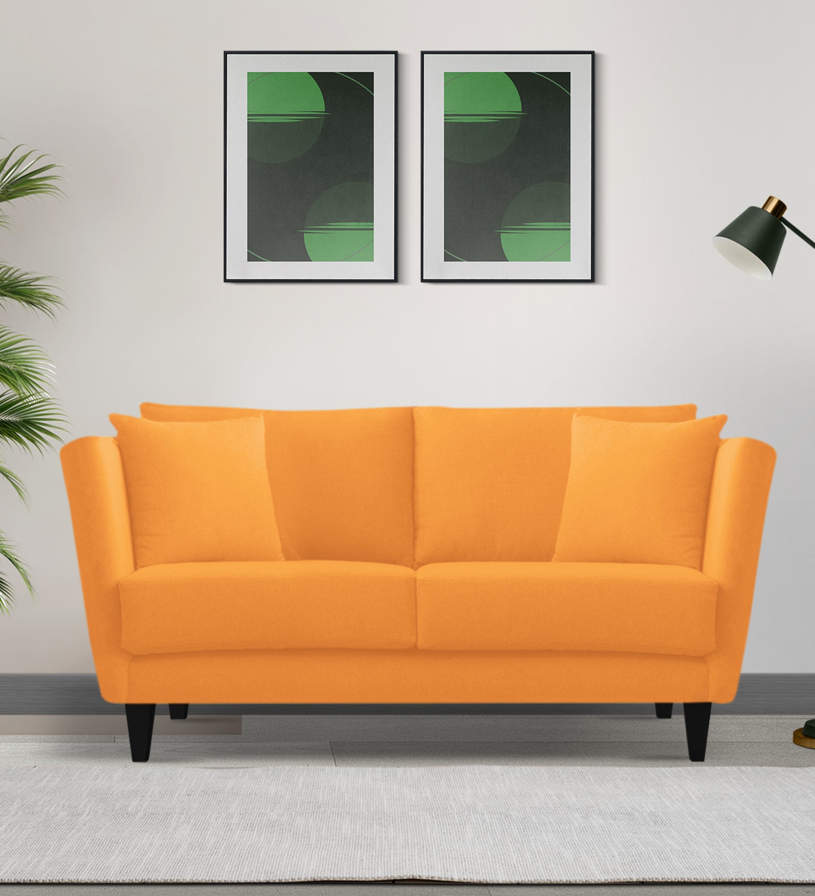 Norway Velvet 2 Seater Sofa In Tangerine Orange Colour