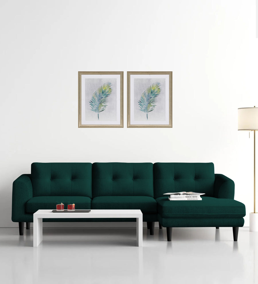 Natasha  LHS  (3+Lounger) Velvet Sectional Sofa - Forest Green by Febonic Living