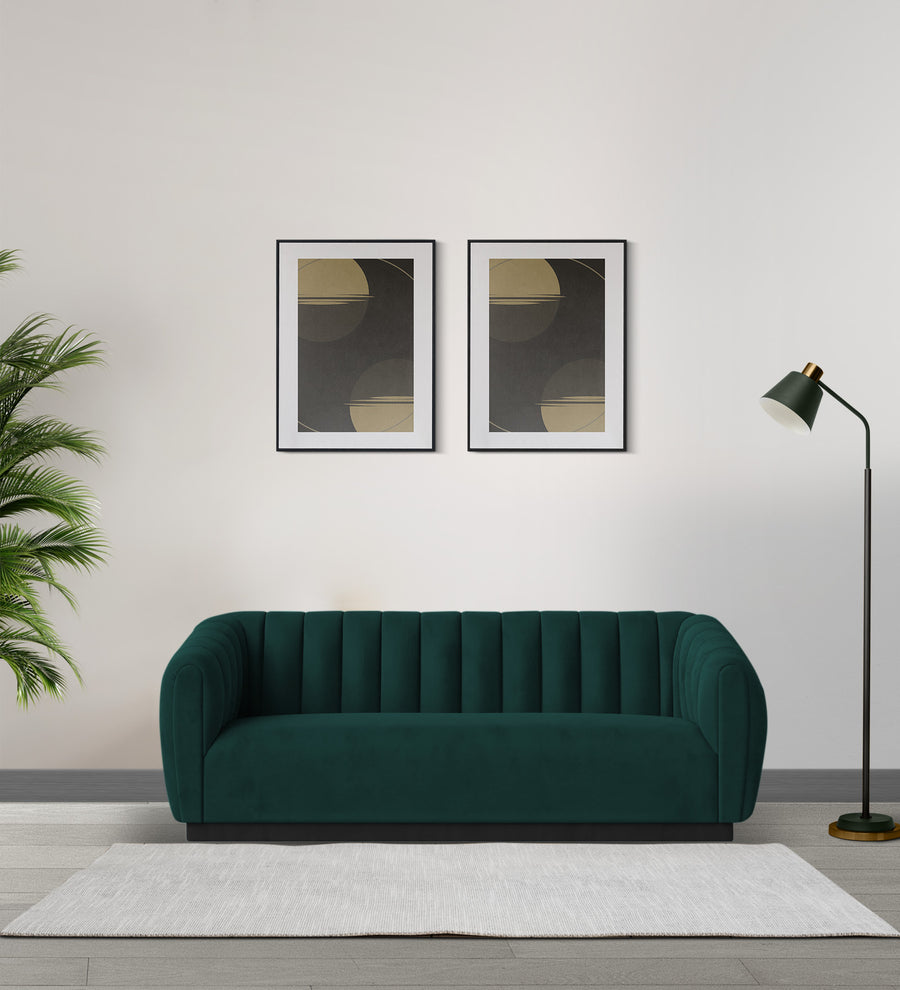 Ferry 3 Seater Velvet Sofa - Forest Green by Febonic Living