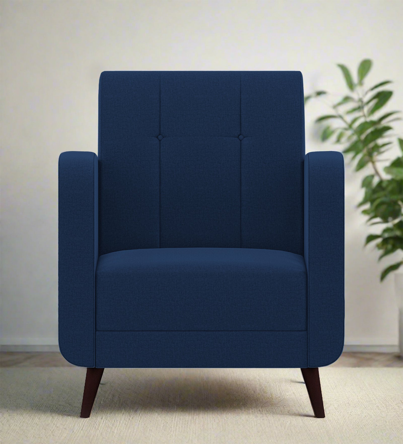 Wiki Velvet 1 Seater Sofa in Imperial Blue Colour
