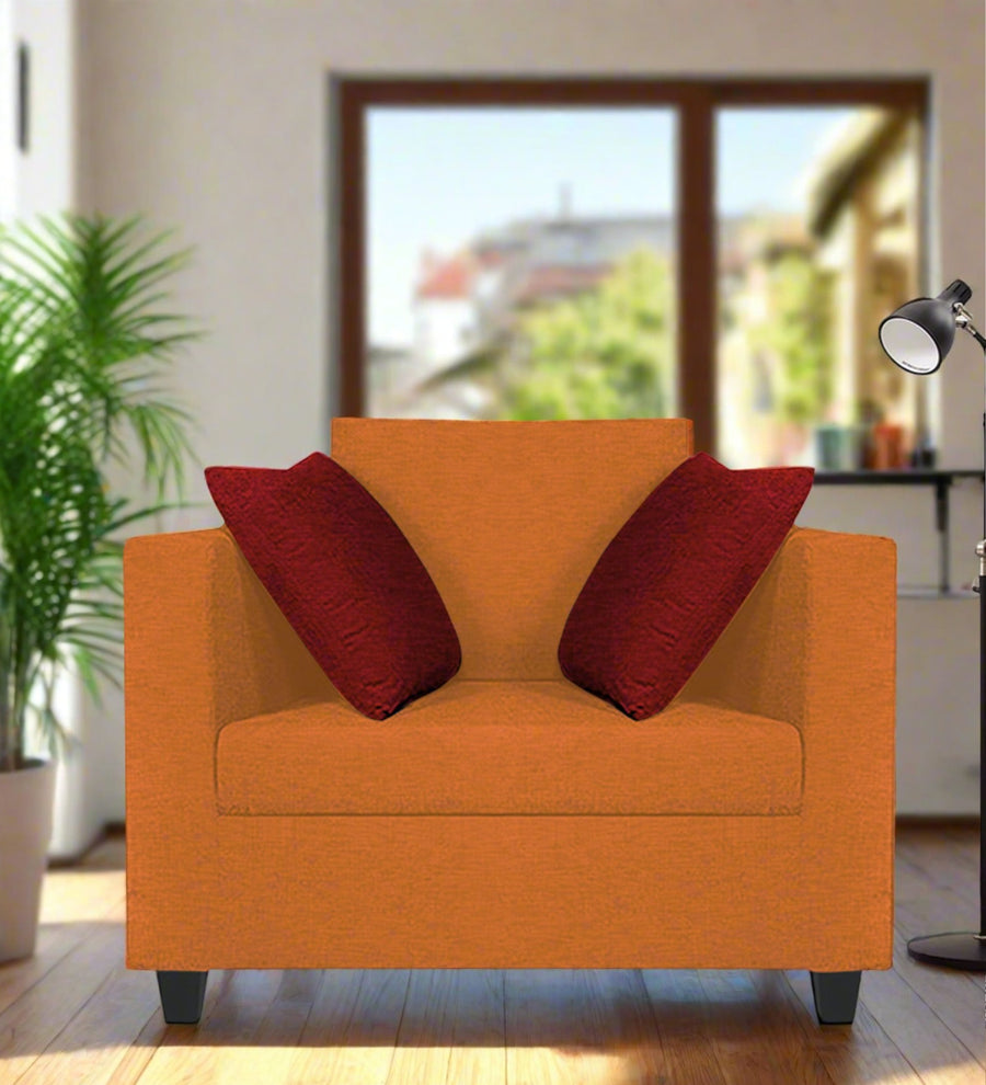 Nuska  1 Seater Fabric Sofa - Dark Orange by Febonic Living