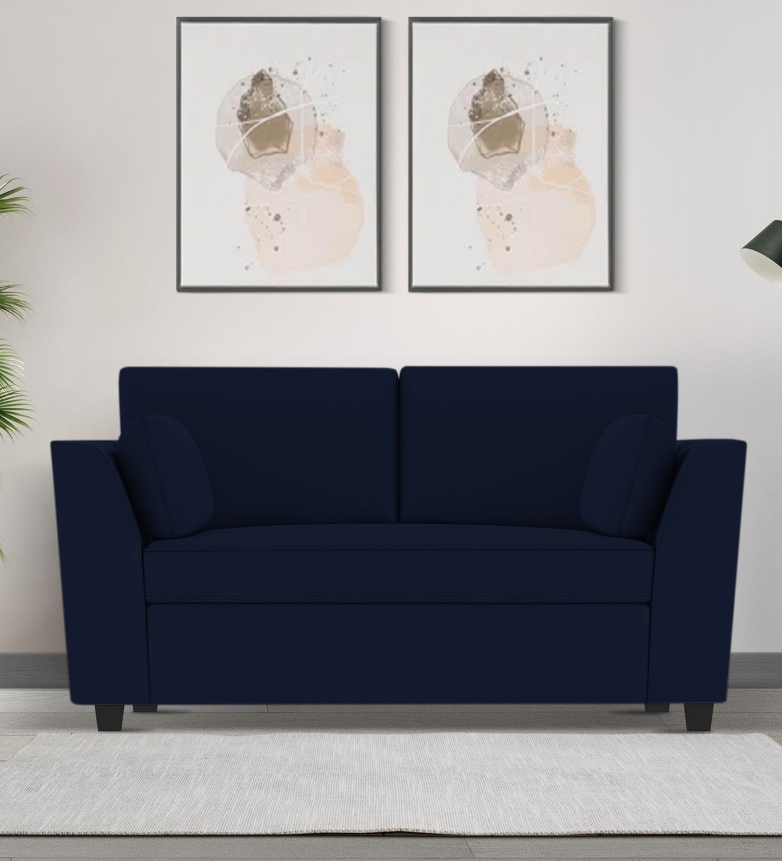 Bristo Velvet 2 Seater Sofa in Indigo Blue Colour With Storage