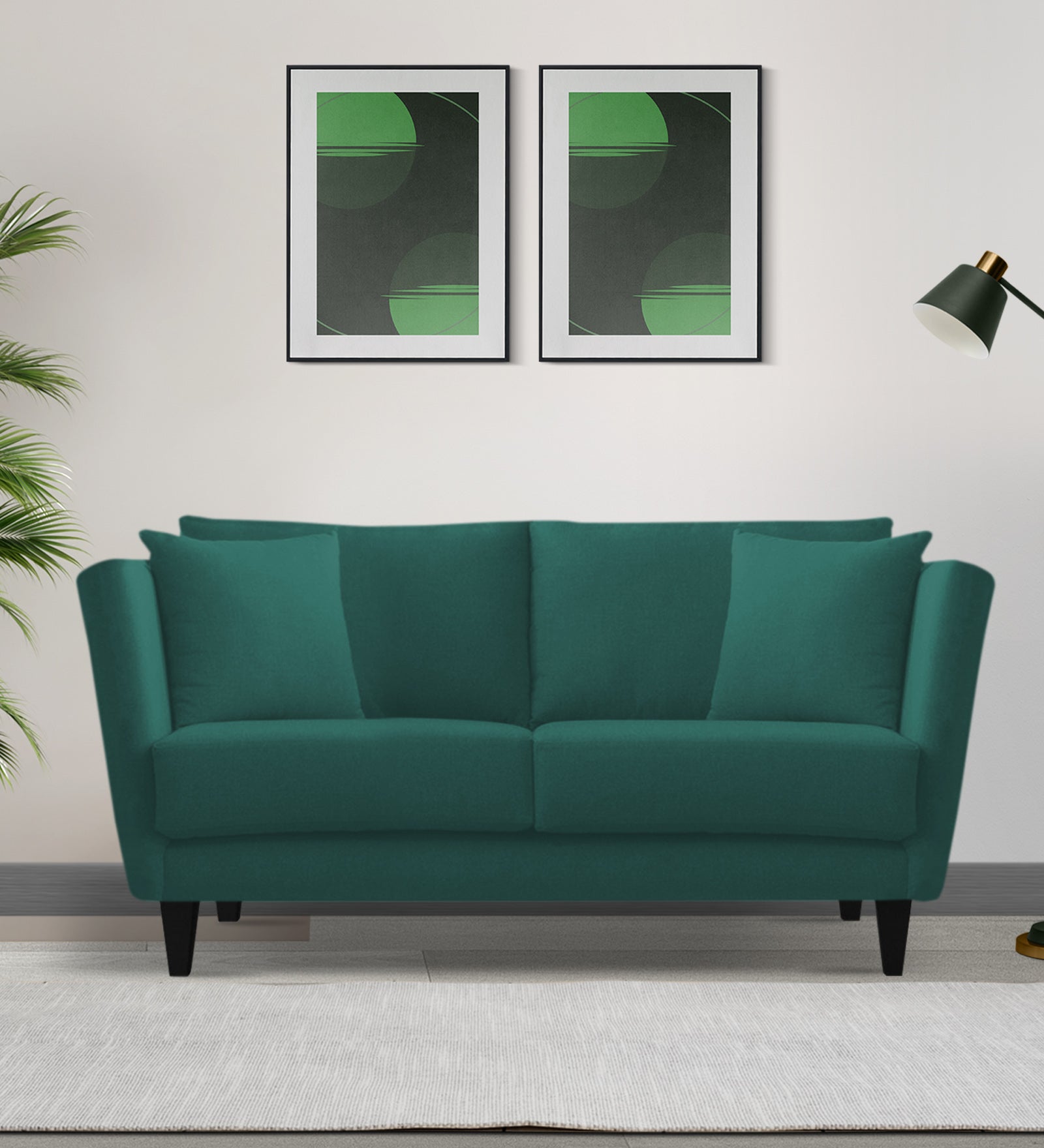 Norway Velvet 2 Seater Sofa In Pine Green Colour