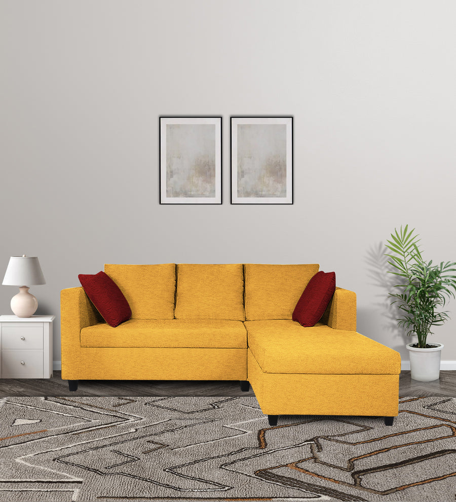 Nebula  LHS  (2+Lounger) Fabric Sectional Sofa - Bold Yellow by Febonic Living