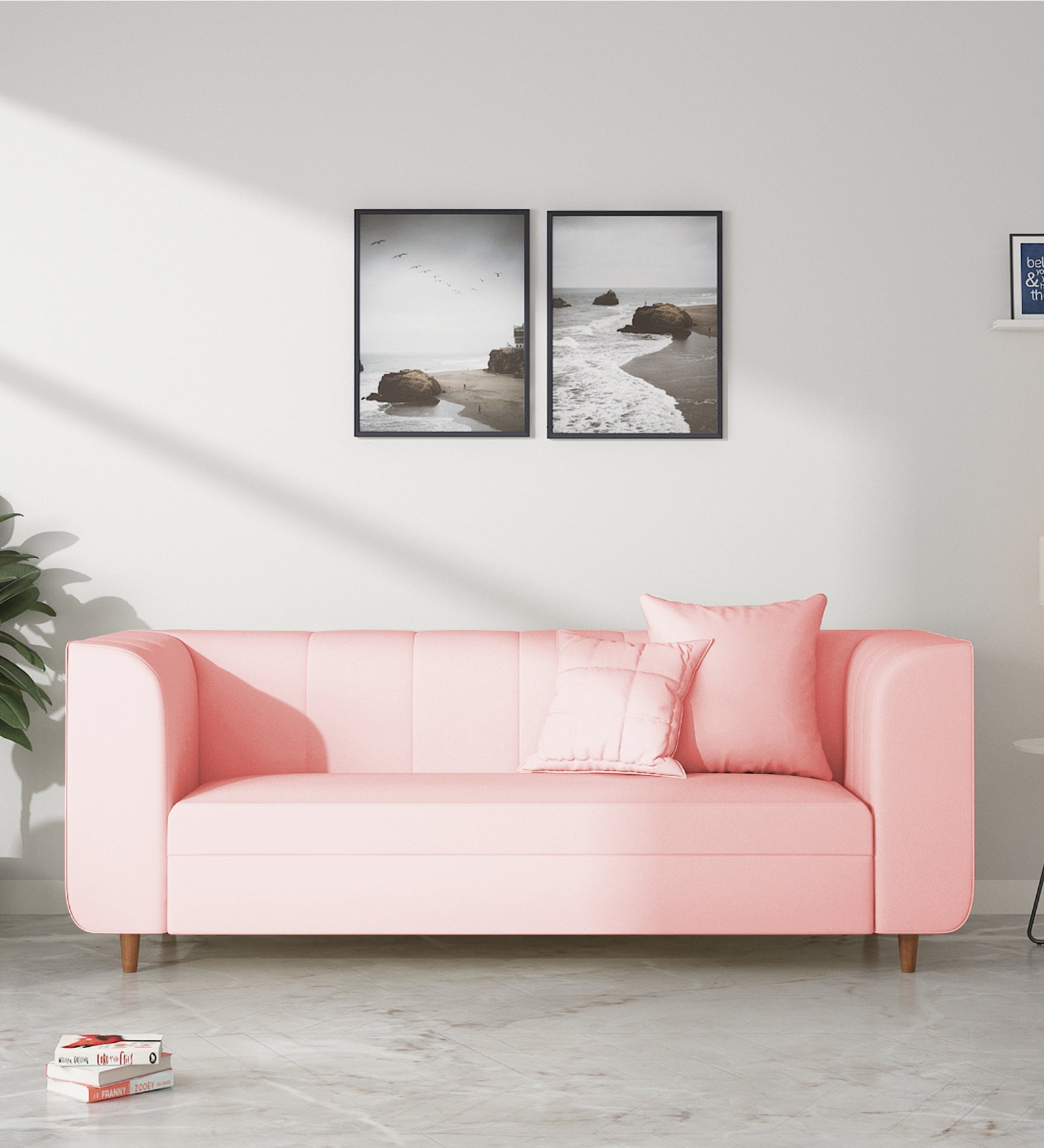 Sumo Velvet 3 Seater Sofa in Millennial Pink Colour