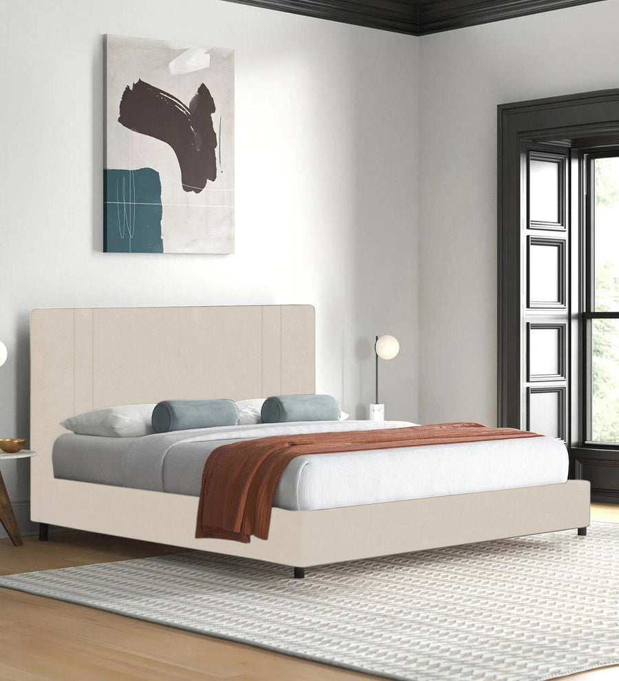 Asyra  Upholstered Velvet King Size Bed - Camel Beige (Box Storage) by Febonic Living