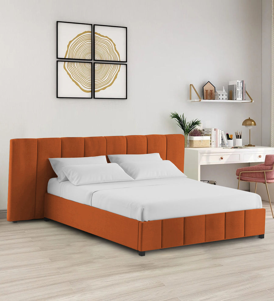 Nora  Upholstered Fabric King Size Bed - Vivid Orange (Box Storage) by Febonic Living