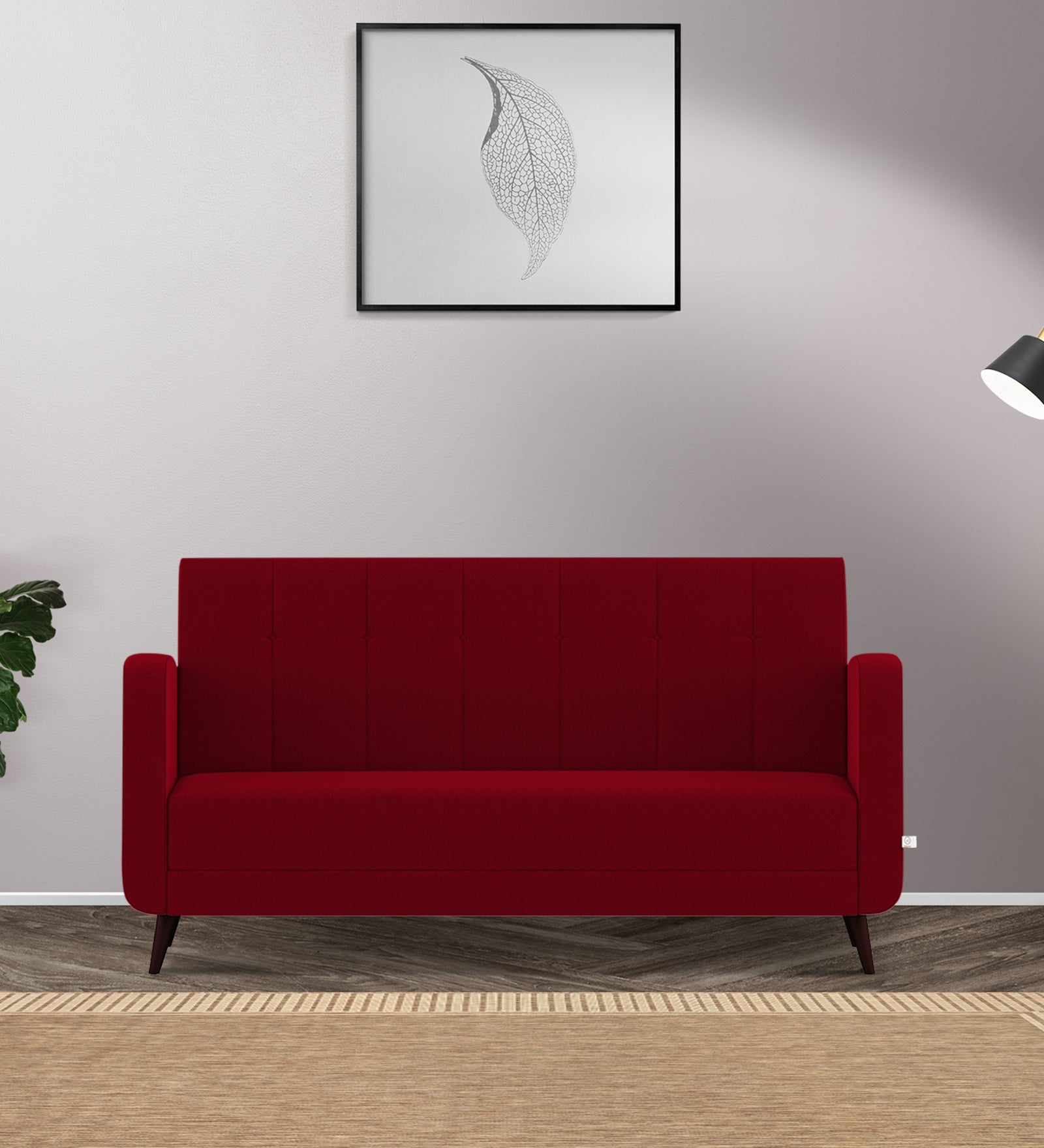 Wiki Velvet 3 Seater Sofa in Cherry Red Colour