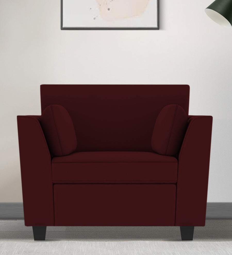 Bristo  1 Seater Velvet Sofa - Dark Maroon by Febonic Living