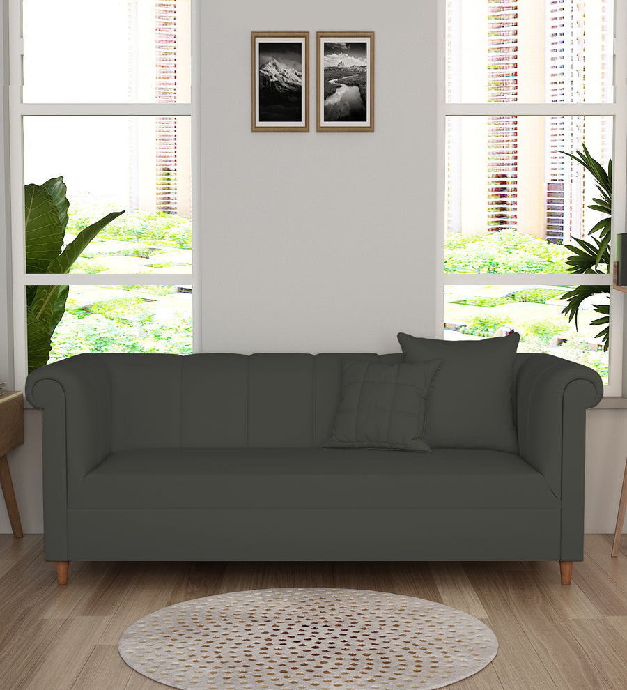 Rubi Velvet 3 Seater Sofa In Hory Grey Colour - Febonic Living
