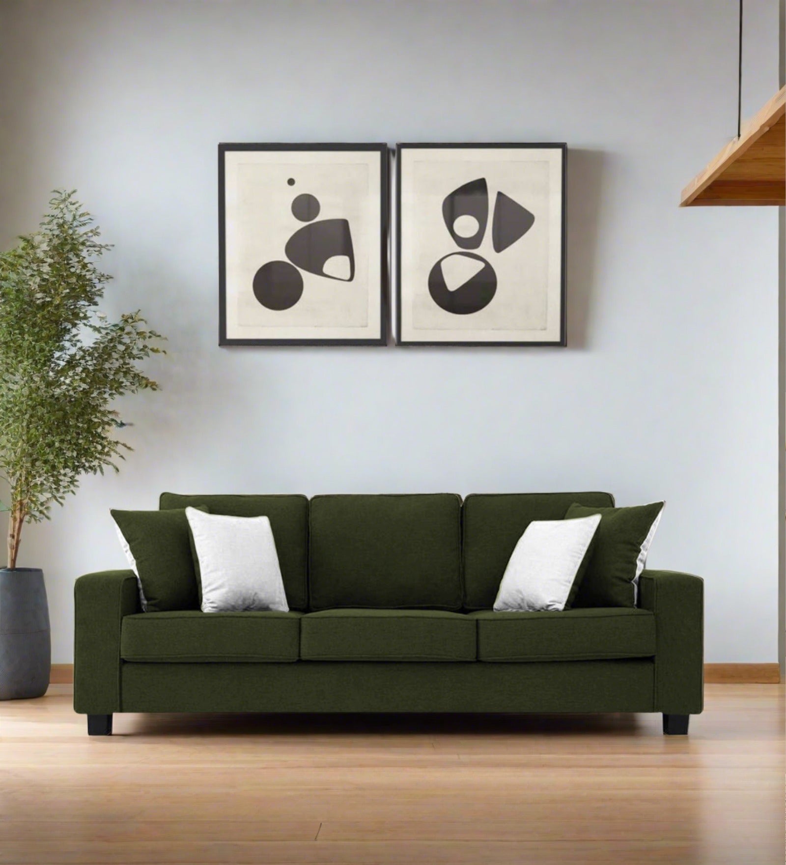 Ladybug Fabric 3 Seater Sofa In Olive Green Colour
