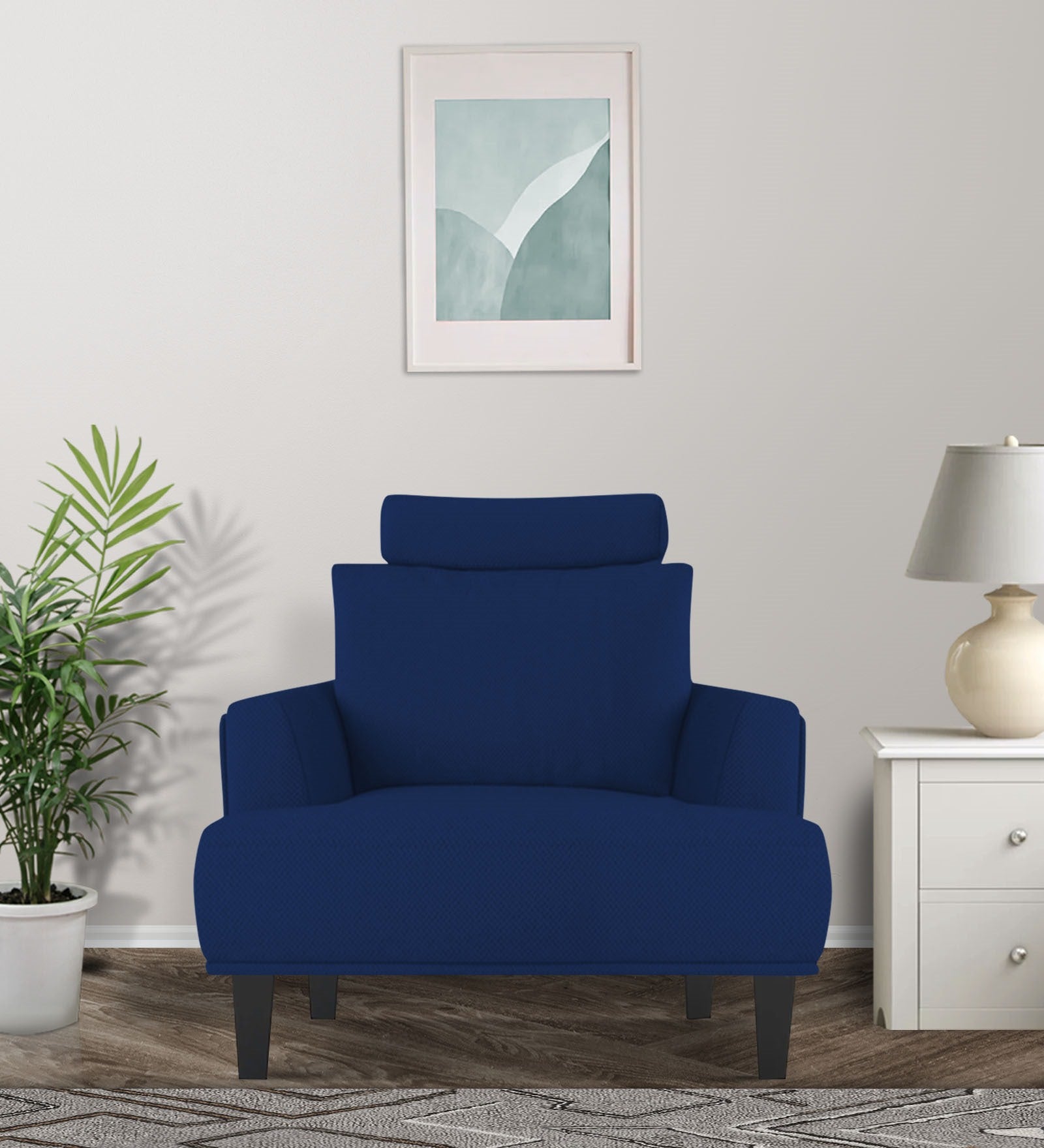 Como Fabric 1 Seater Sofa in Royal Blue Colour