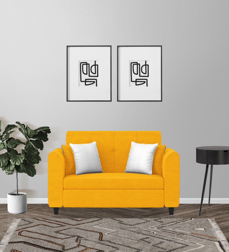 Denmark  2 Seater Fabric Sofa - Bold Yellow by Febonic Living