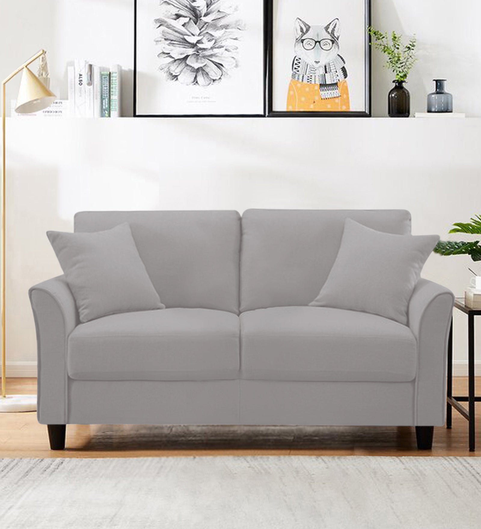 Daroo Velvet 2 Seater Sofa In light grey Colour