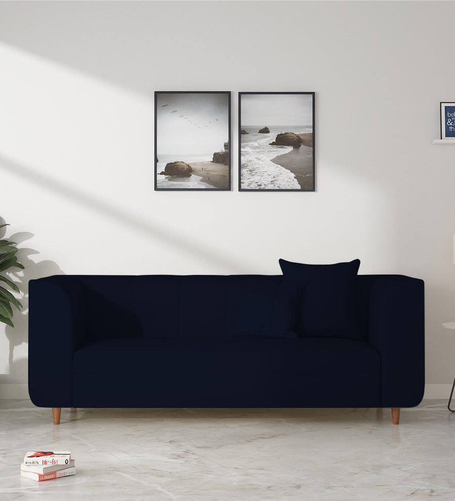 Sumo 3 Seater Velvet Sofa - Dark Blue by Febonic Living