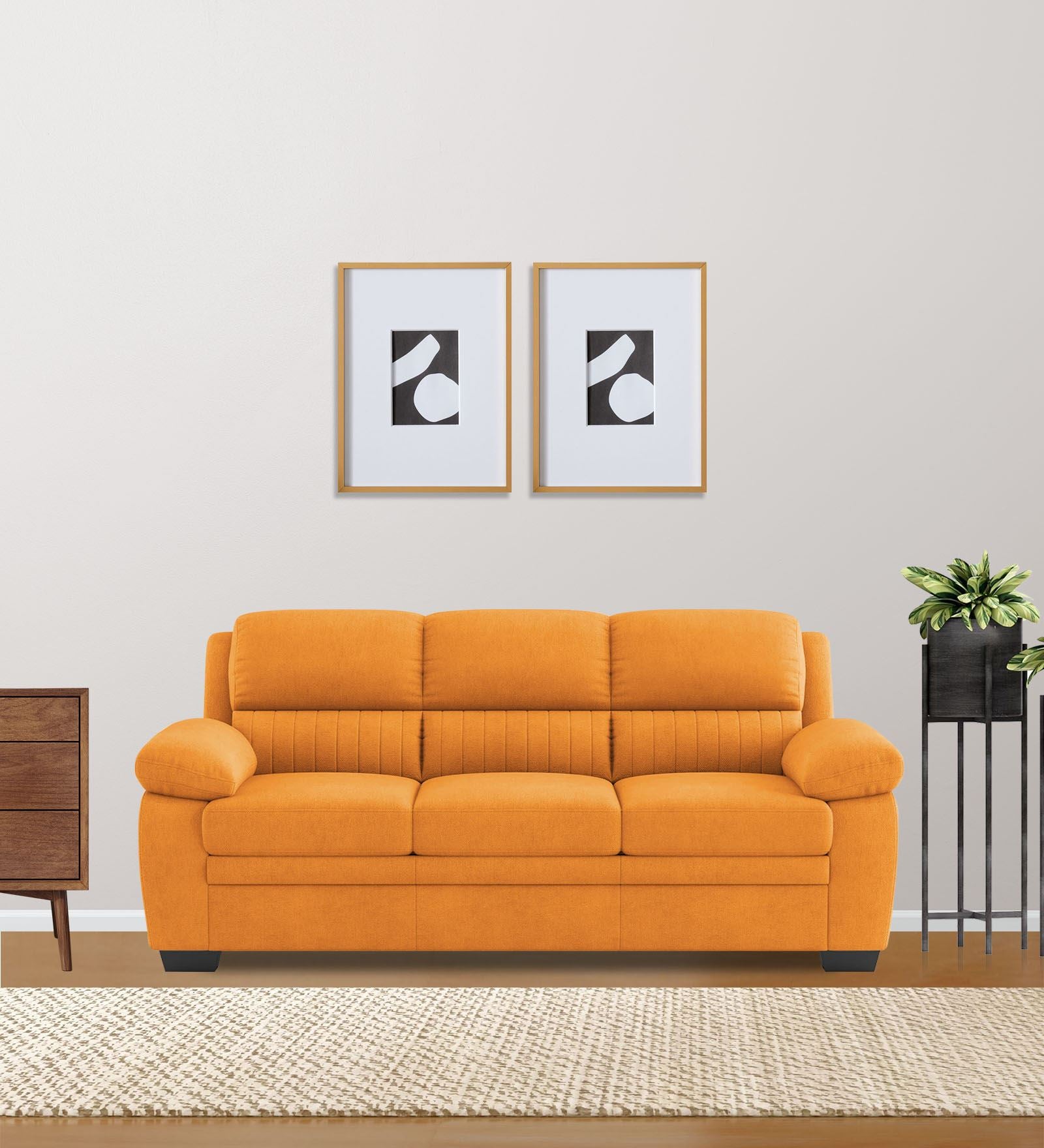 Miranda Velvet 3 Seater Sofa in Tangerine orange Colour