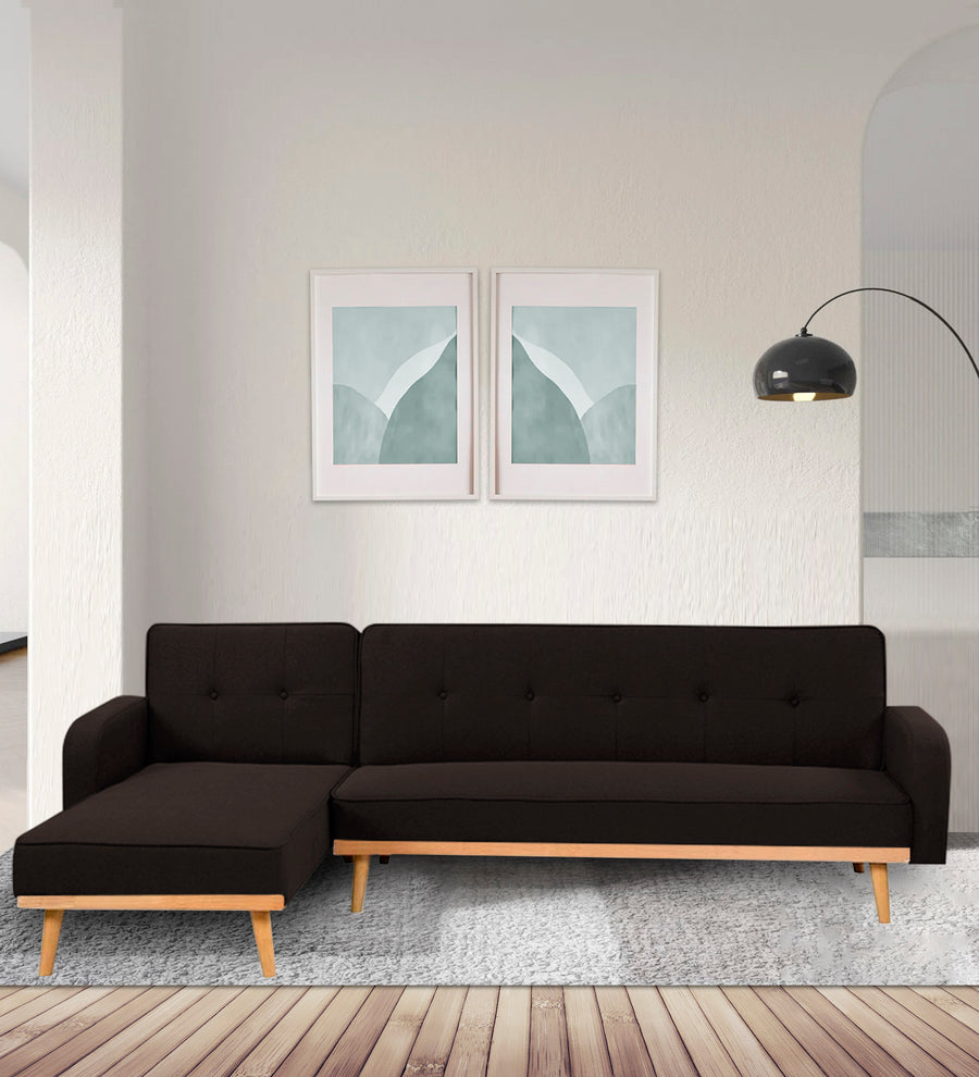 Zuno  RHS Convertible  Cum Bed Fabric Sofa - Cara Brown by Febonic Living