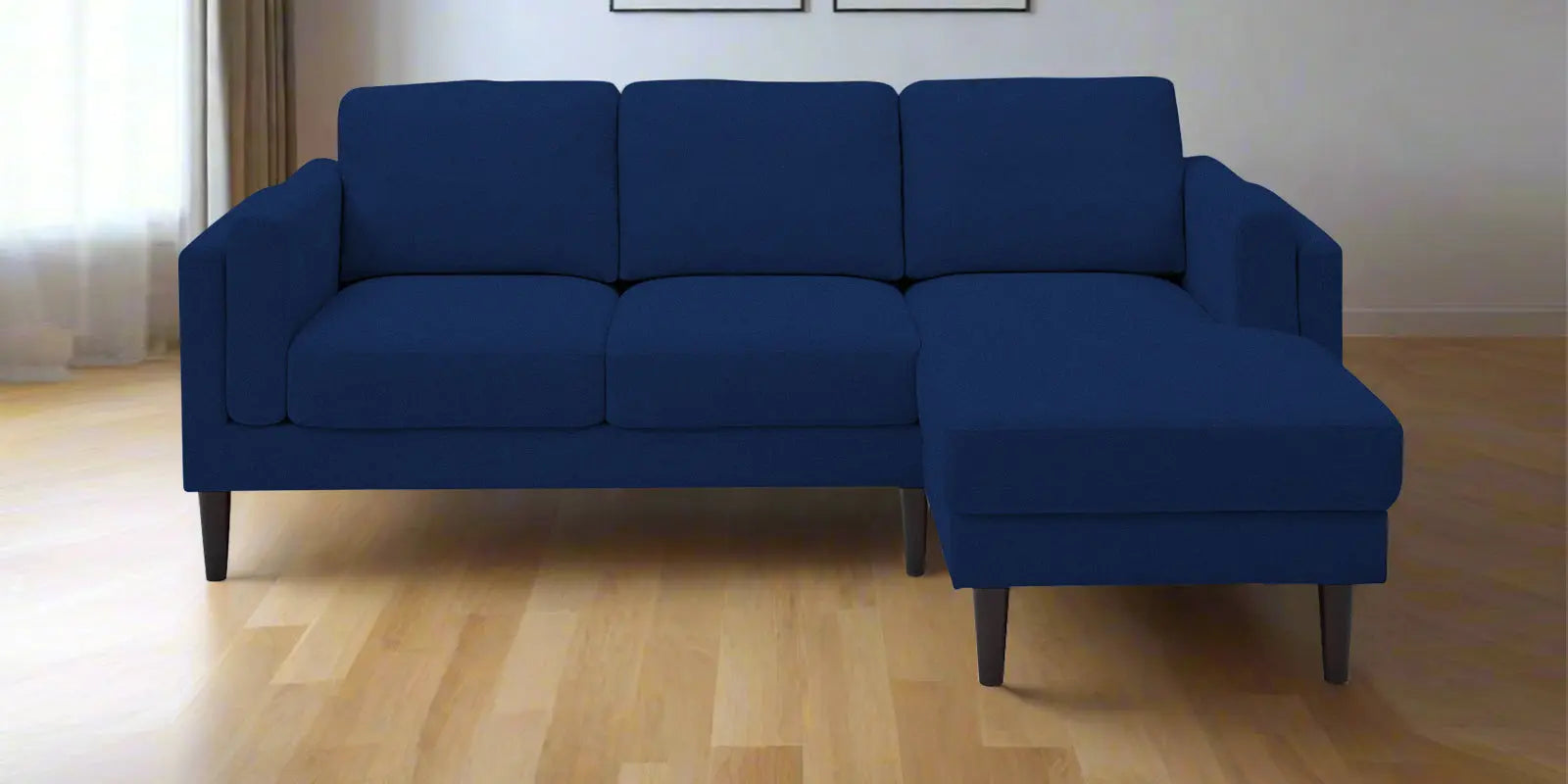 Creata Fabric LHS Sectional Sofa (2+Lounger) In Royal Blue Colour Febonic Living