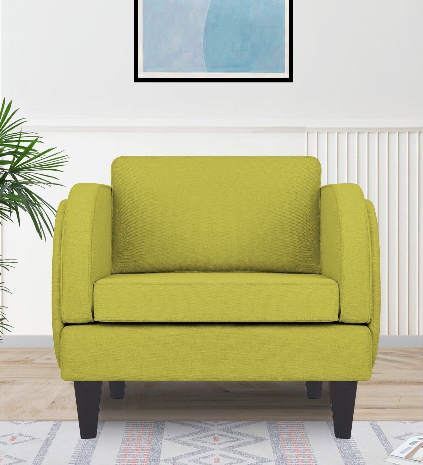 Siddy Fabric 1 Seater Sofa in Parrot Green Colour
