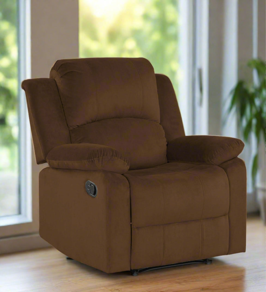 Henry  1 Seater Motorized Fabric Recliner - Walnut Brown by Febonic Living