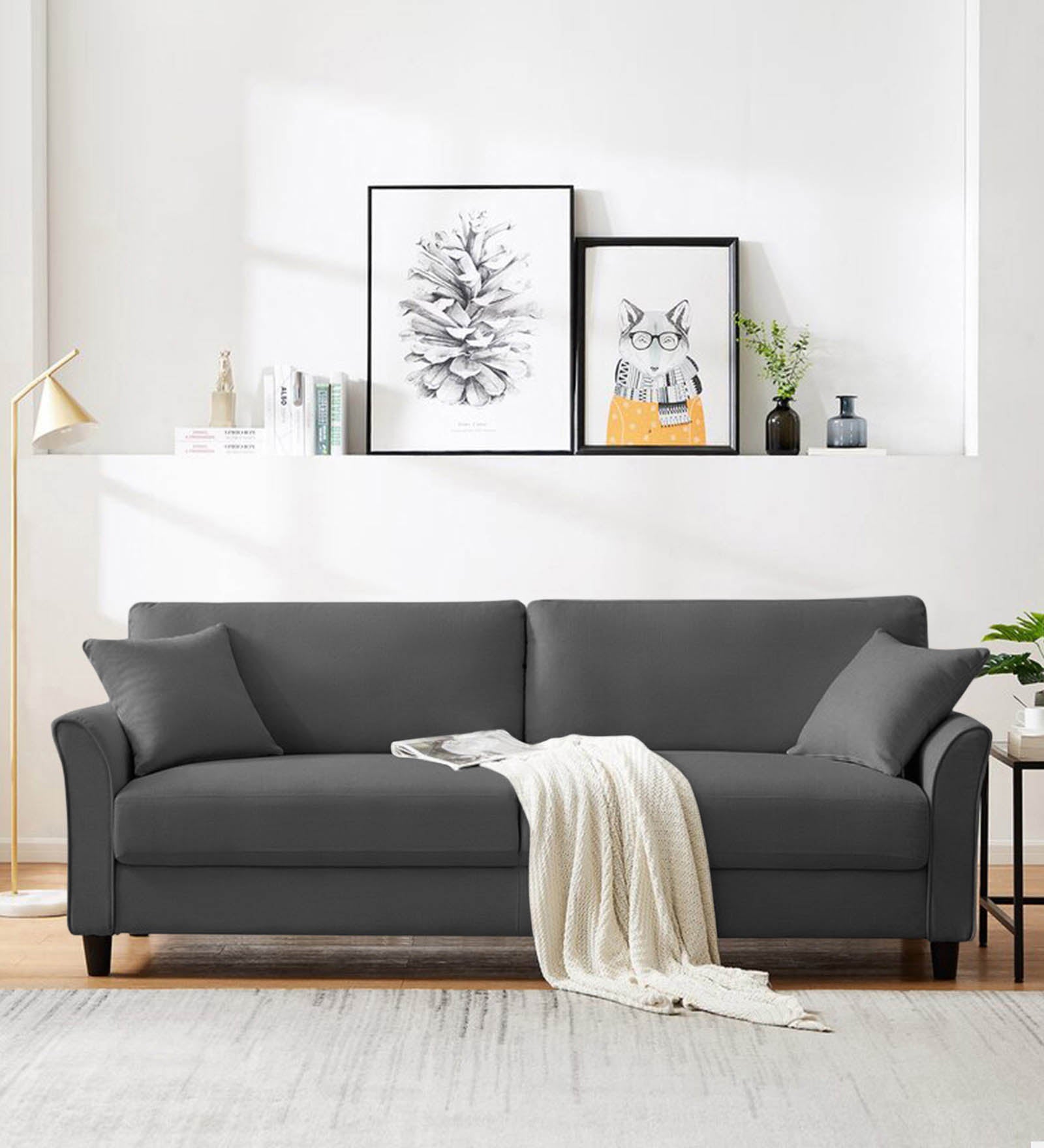Daroo Velvet 3 Seater Sofa in Davy Grey Colour