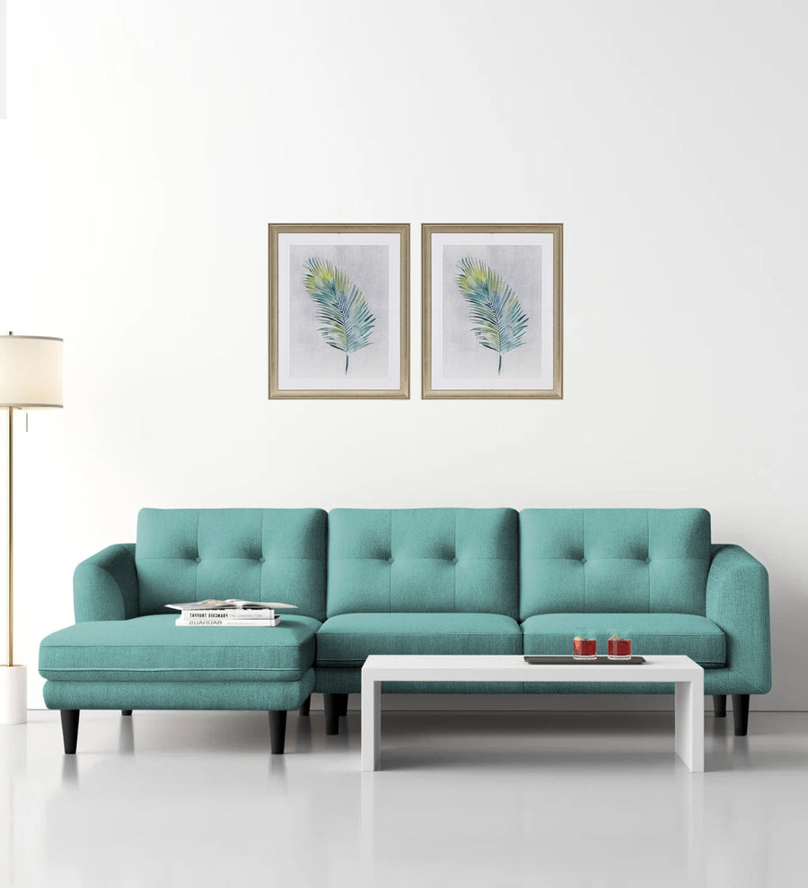 Natasha  RHS  (3+Lounger) Velvet Sectional Sofa - Barmunda Aqua by Febonic Living