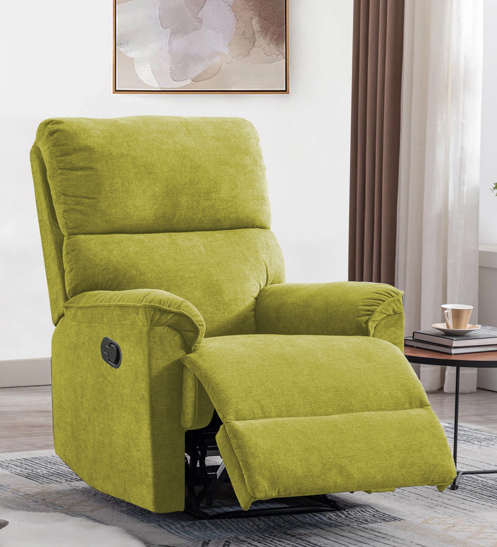 Abby Fabric Manual 1 Seater Recliner In Parrot Green Colour