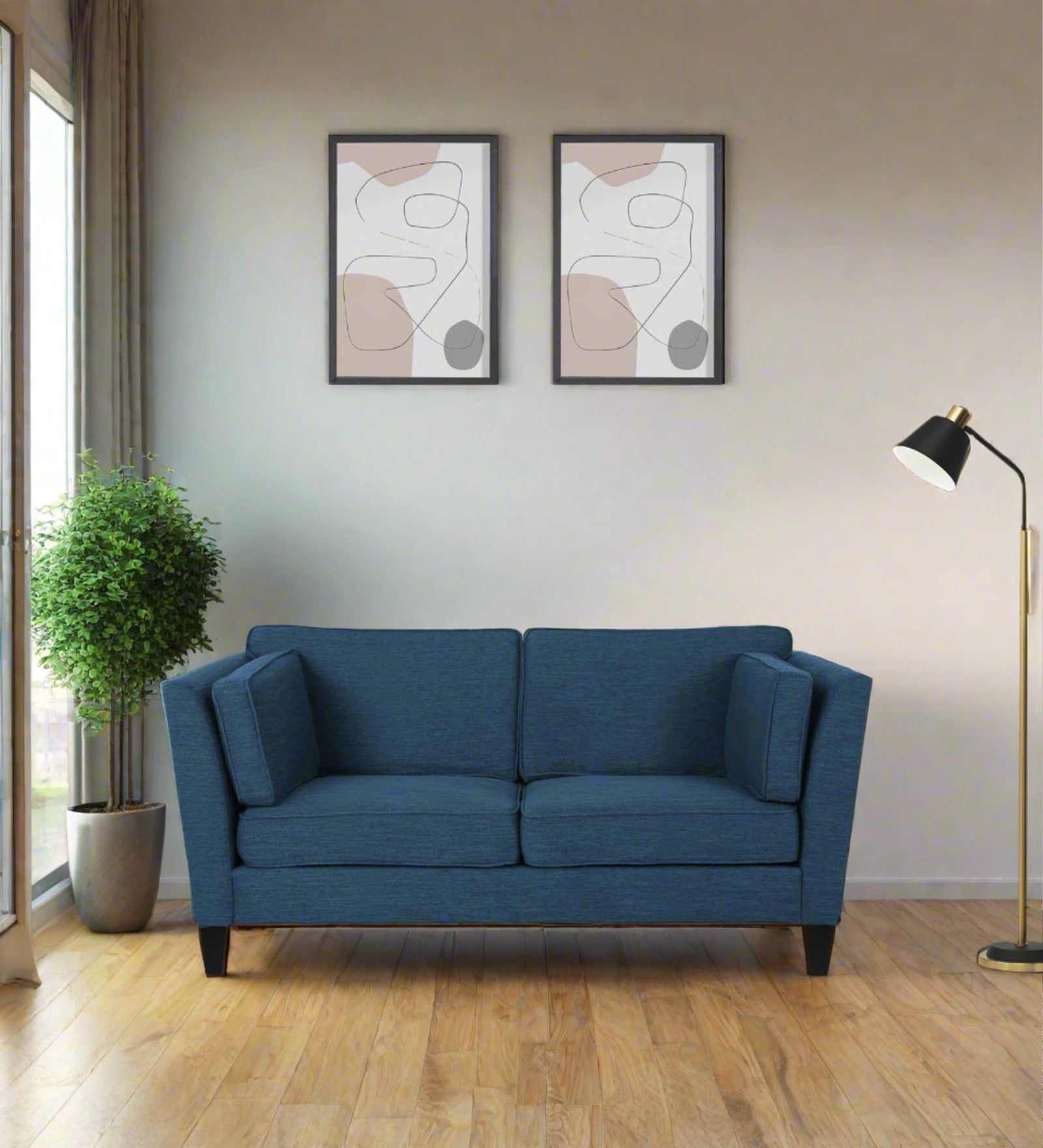 Nigar Fabric 2 Seater Sofa in Light Blue Colour