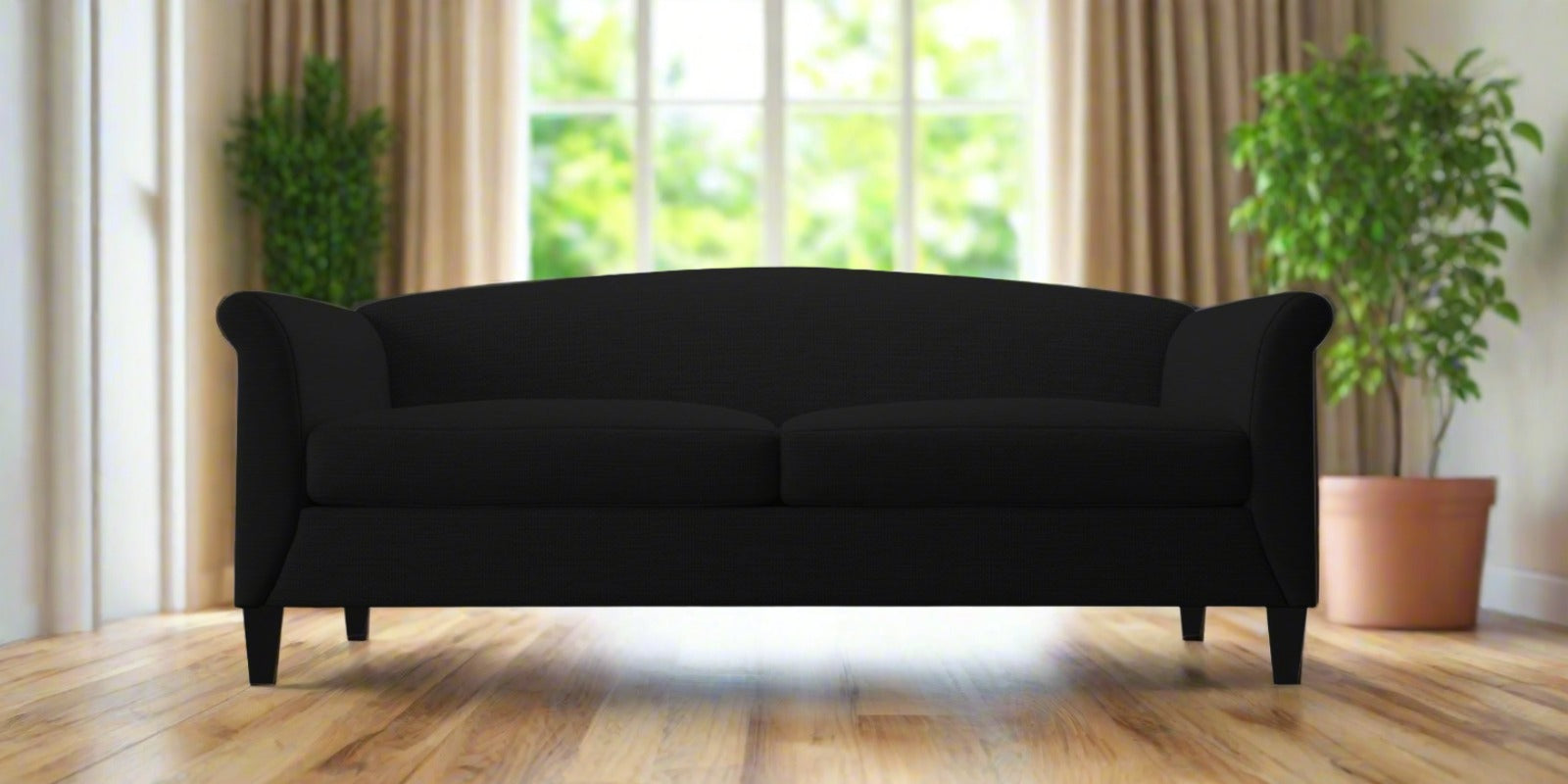 Kimber Fabric 3 Seater Sofa in Zed Black Colour