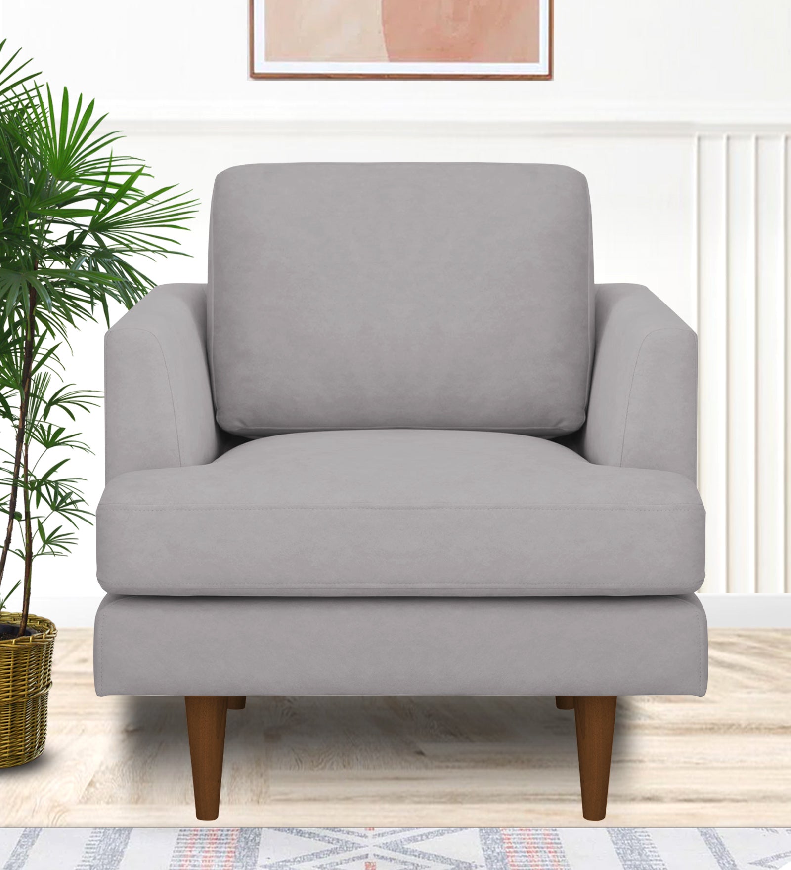 Motra Velvet 1 Seater Sofa in Concrete grey Colour