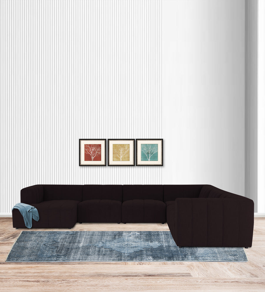 Damo  RHS 8 Seater Corner Fabric Sofa - Cara Brown by Febonic Living