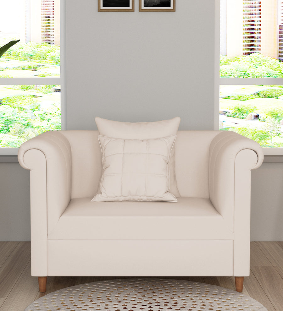Rubi  1 Seater Velvet Sofa - Camel Beige by Febonic Living