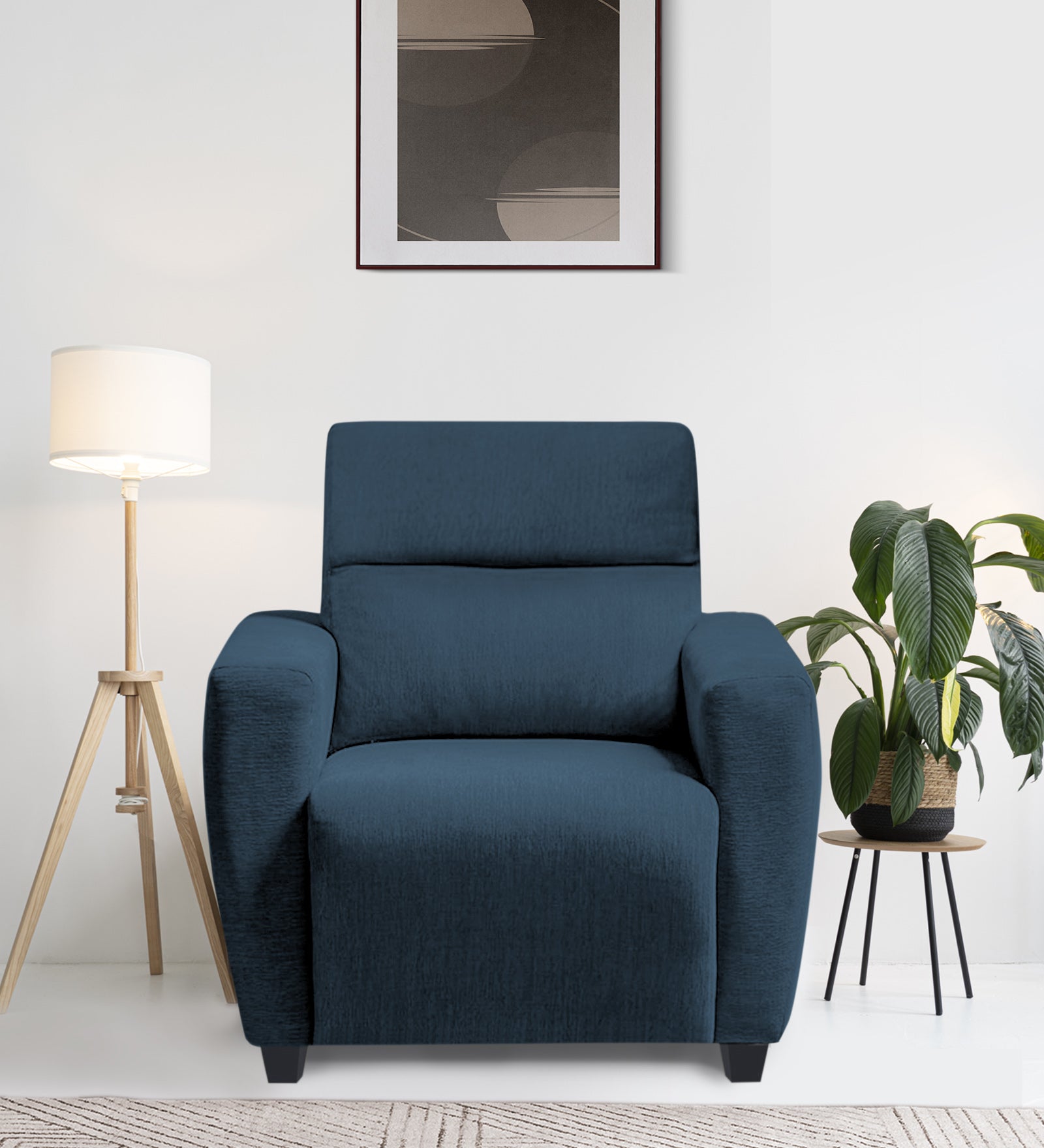 Bakadi Fabric 1 Seater Sofa in Light Blue Colour