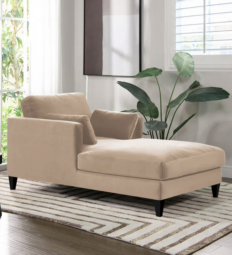 Makou Velvet Chaise Lounger - Camel Beige by Febonic Living